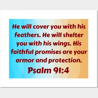 Bible Verse Psalm 91:4 Posters and Art